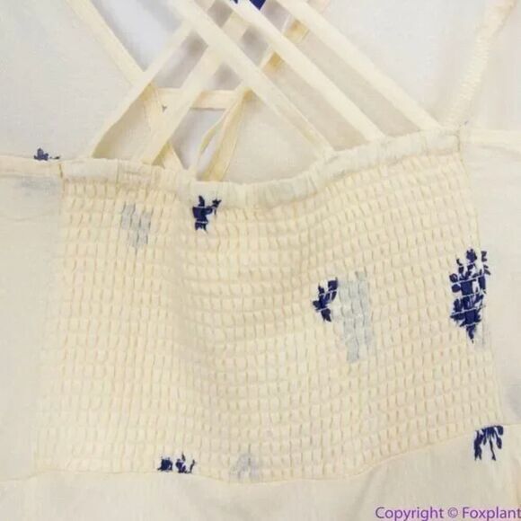 New! Free People Get To You Printed Maxi Dress Ivory Blue, L - Picture 12 of 16